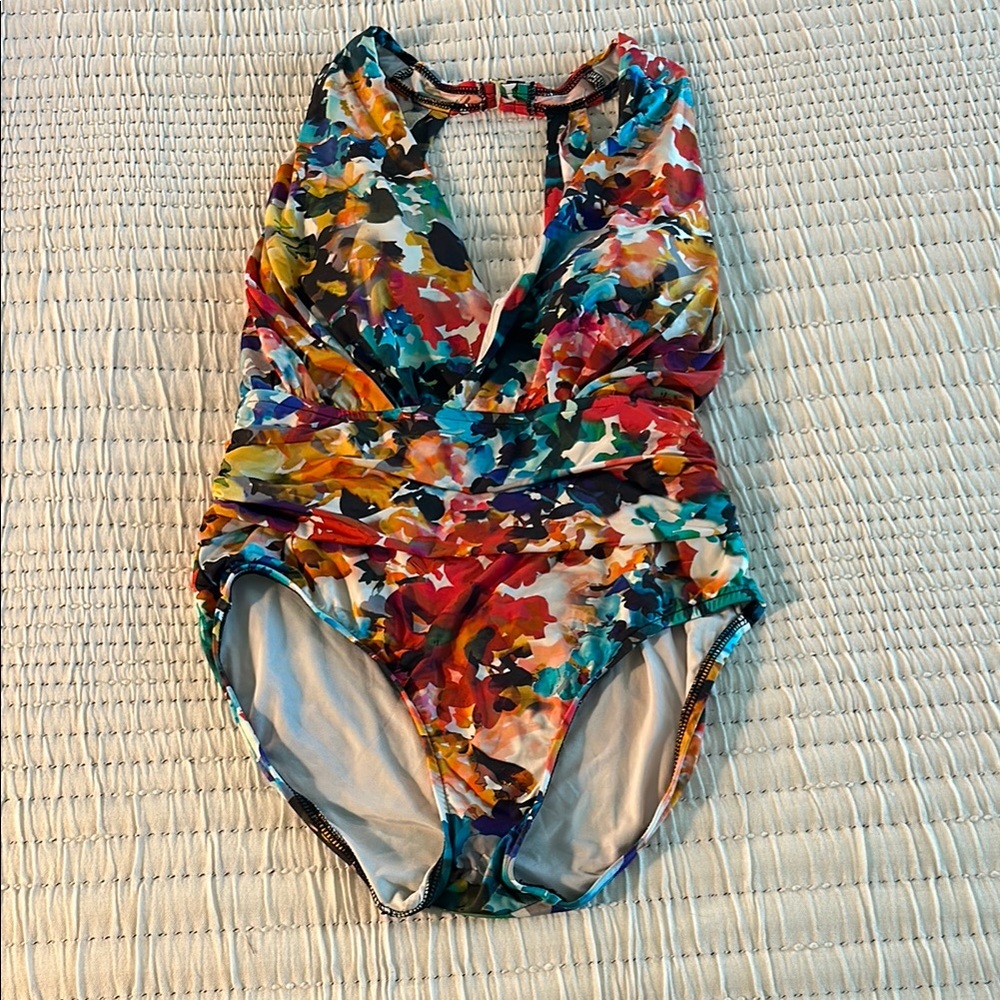 Badgley Mischka Multicolor Floral One Piece Swimsuit